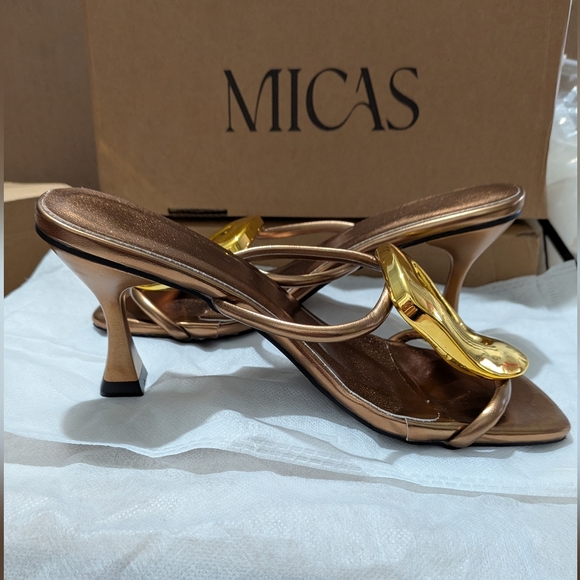 Micas Metallic Square Toe Heels - Picture 14 of 14
